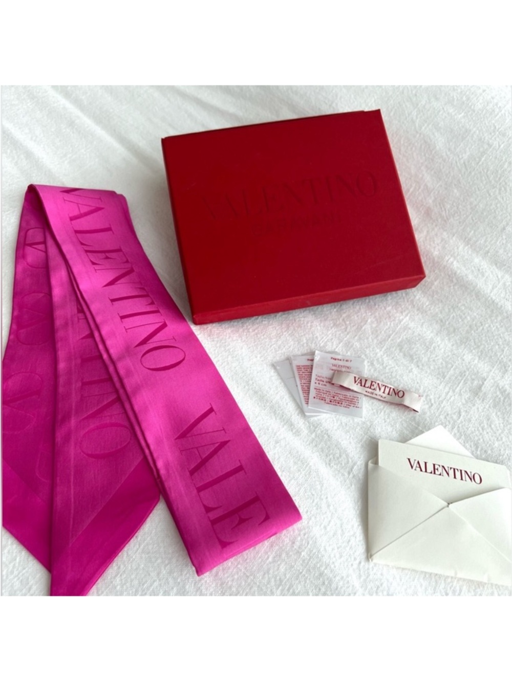 Valentino Garavani Limited Edition Silk V-Logo Monogram Bandeau Scarf (Pink)